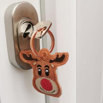 ITH-Stickdatei Schlüsselanhänger Rentierkopf